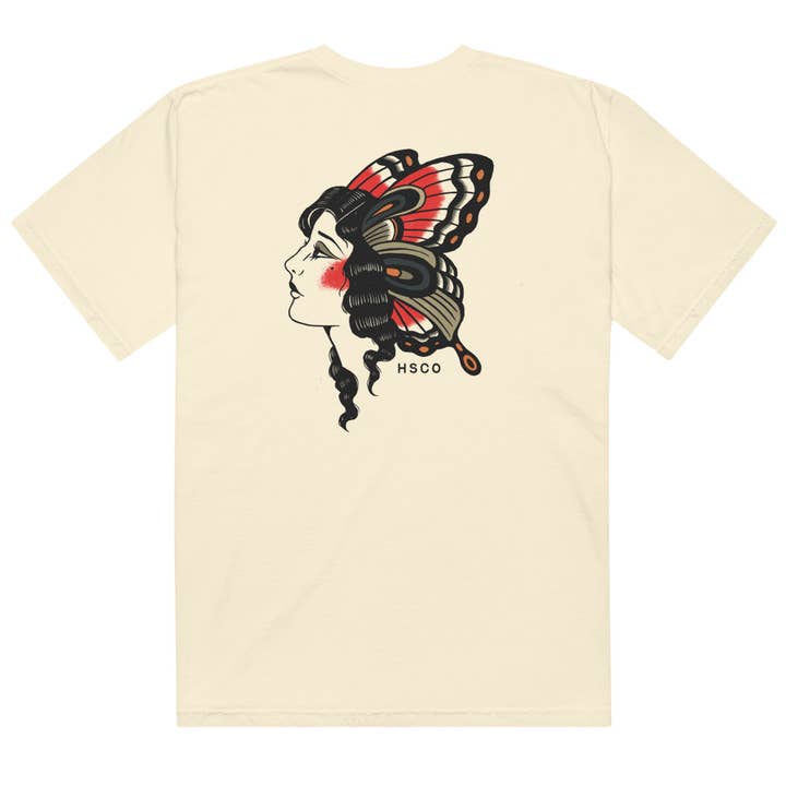 T-shirt Tête de Dame Papillon pour la vente par Homeward Supply Co