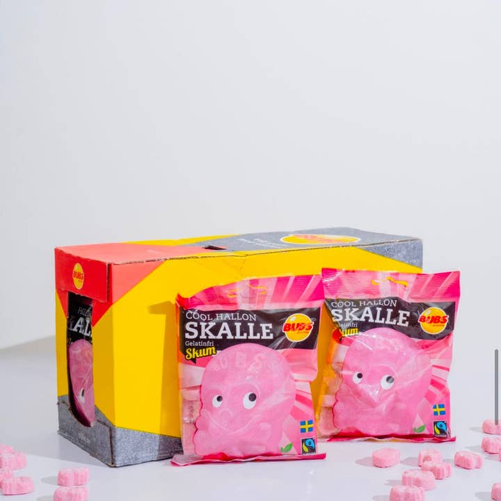 Sweet As Fudge Candy Shoppe - Wholesale Gummy - Swedish Candy Bubs Cool Rapsberry Foam Skulls 12 Pack Case0