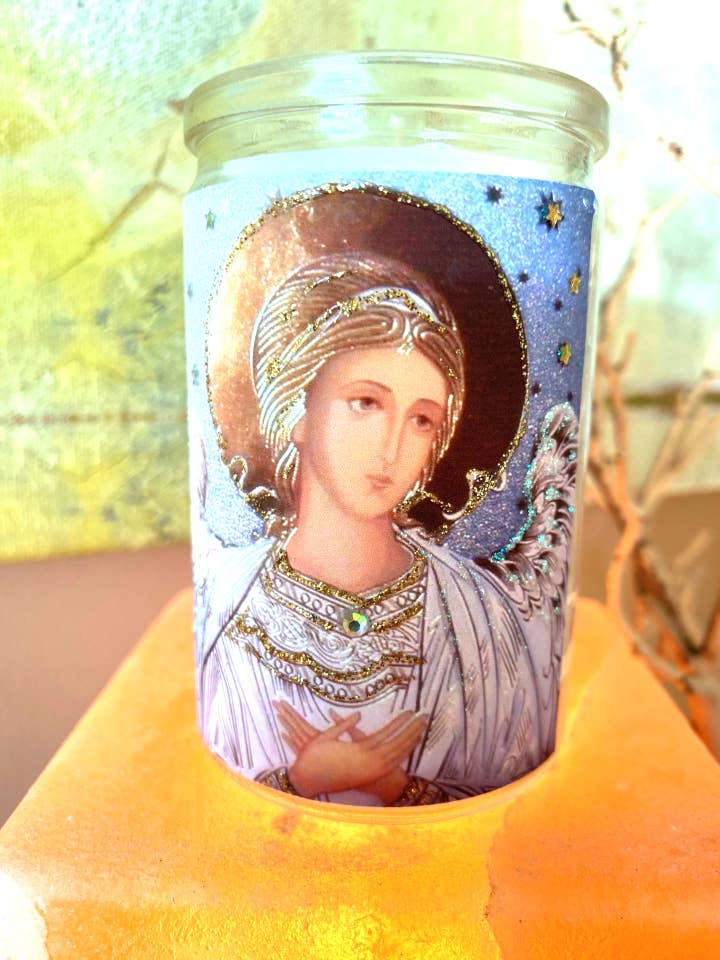 Angel Protector Hand-Embellished Small Candle for wholesale by Tatiana