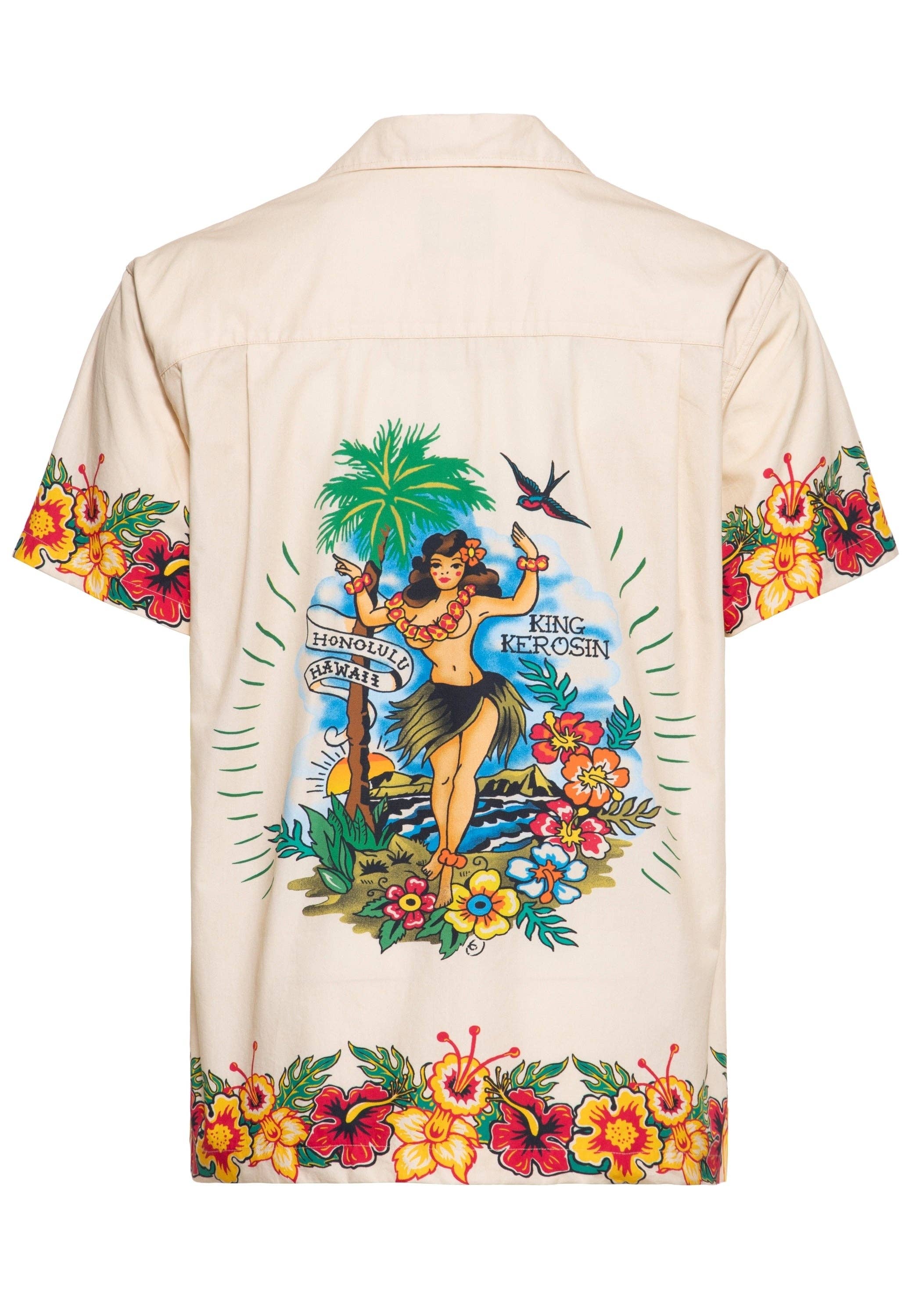 ecru Hawaiian organic cotton shirt “Honolulu Hawaii” for wholesale on Faire2