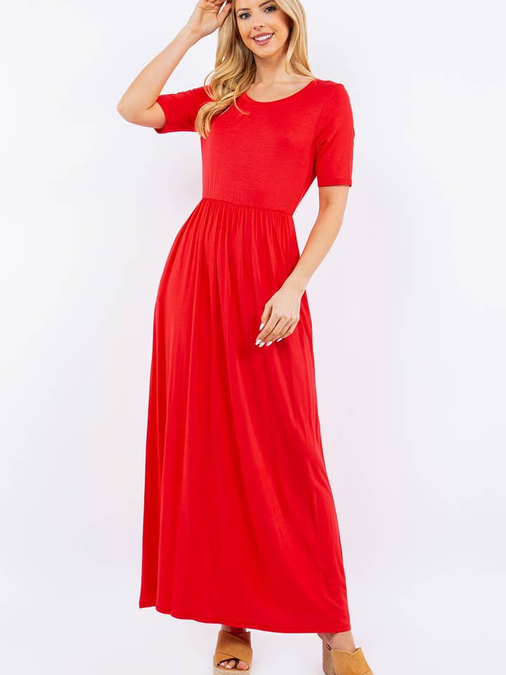 Celeste Clothing - Wholesale Dress - Women's - PLUS SIZE MODEST MAXI DRESS WITH POCKETS -CD23411T-PL38