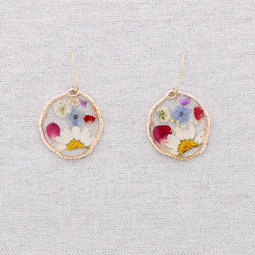 Sonata – wholesale Snap jewellery – Hanging Steel Earrings with Dried Flowers2