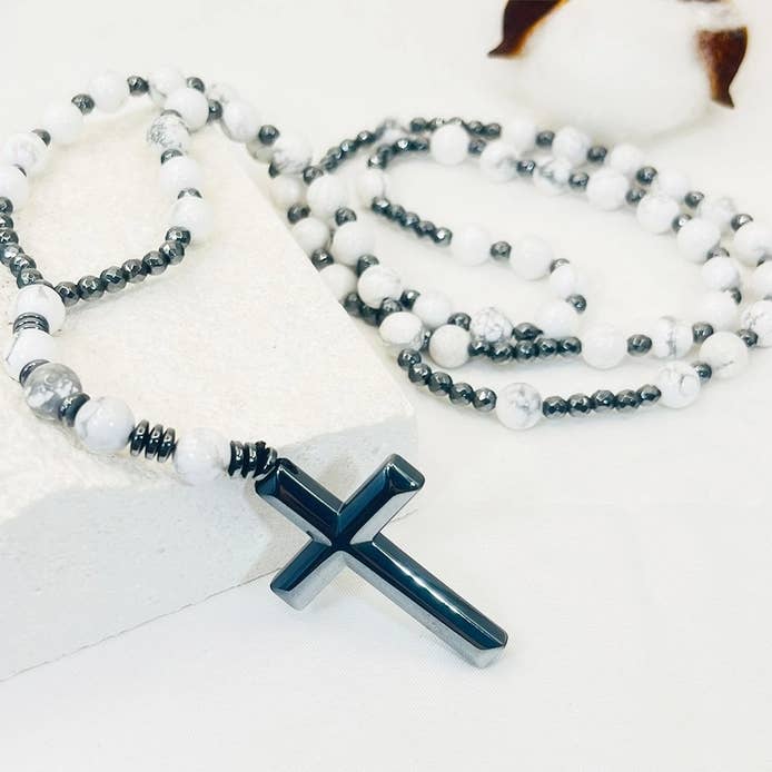 GemMeet - Wholesale Prayer Beads Necklace - Cross Catholic Stone Rosary Necklace 5
