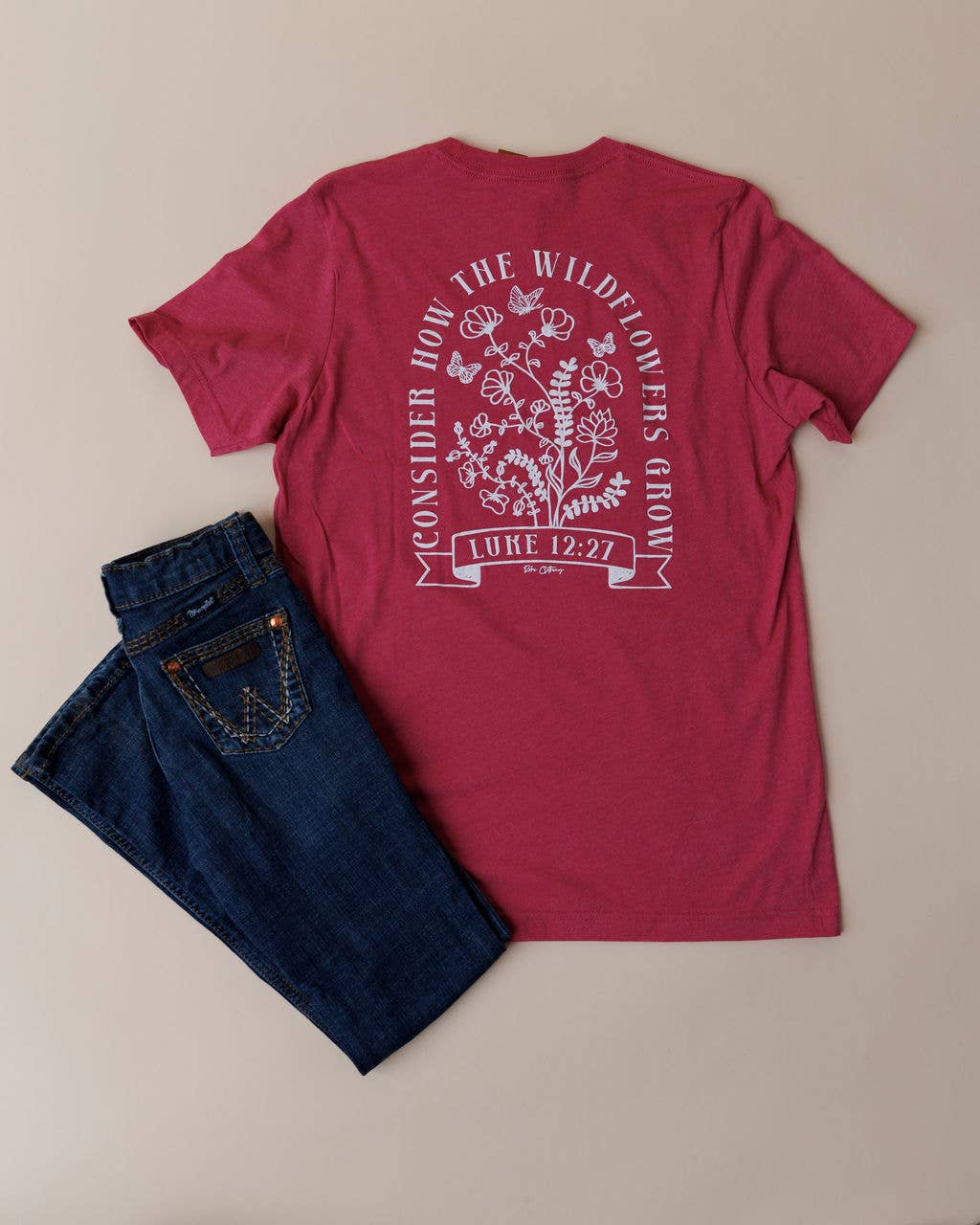 Rohi Clothing - Wholesale Screen Printed T-Shirt - Women's - Consider the Wildflowers Raspberry Tee3