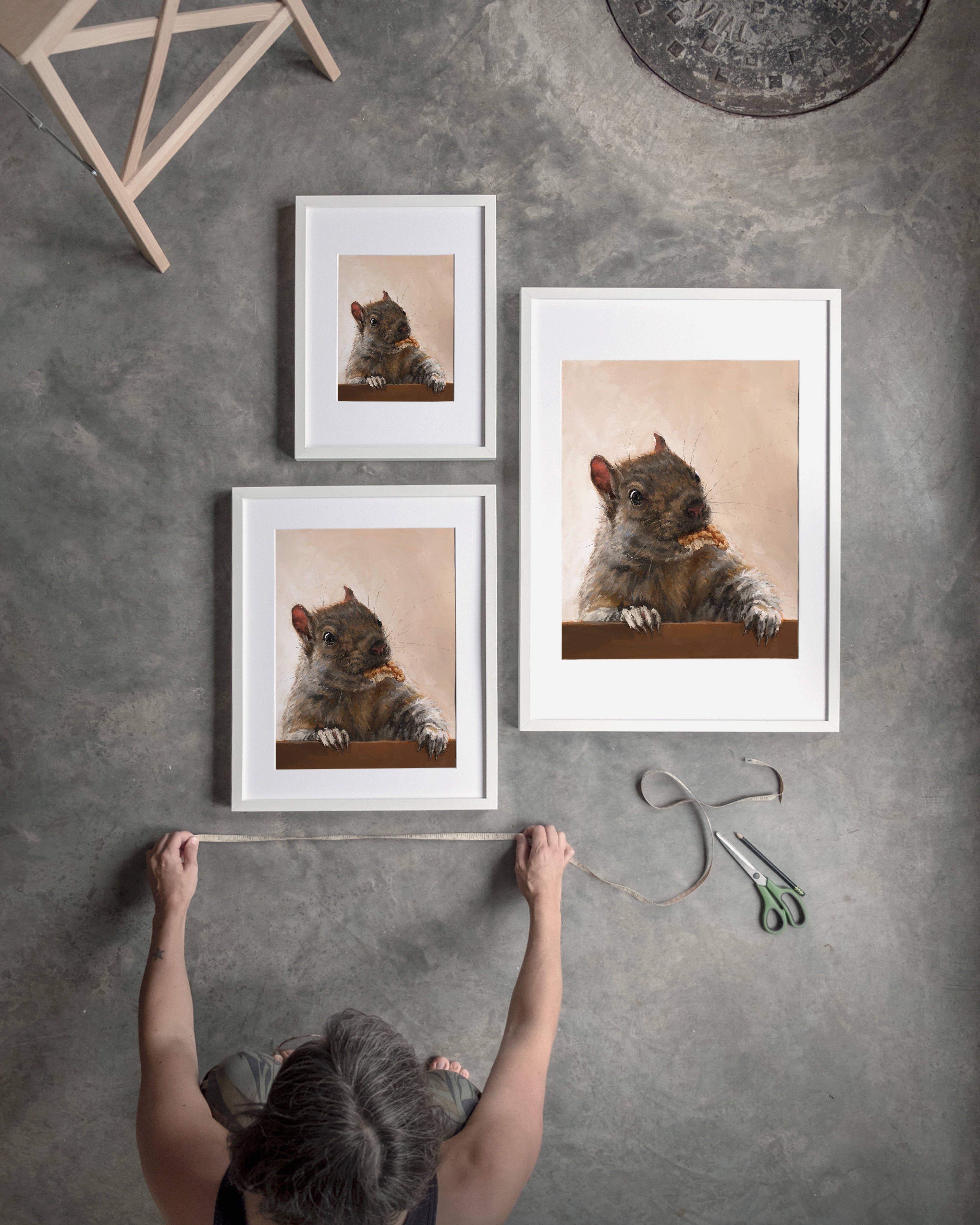 The Ugly Cat Studio - Wholesale Art Print - Grey Squirrel with a Walnut Fine Art Print27