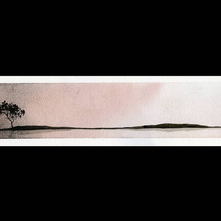 Monochromatic tree in barren landscape- watercolor painting. Home decor tree watercolor painting moody artwork wall art tree painting (print) for wholesale by Ryan Fox Fine Art
