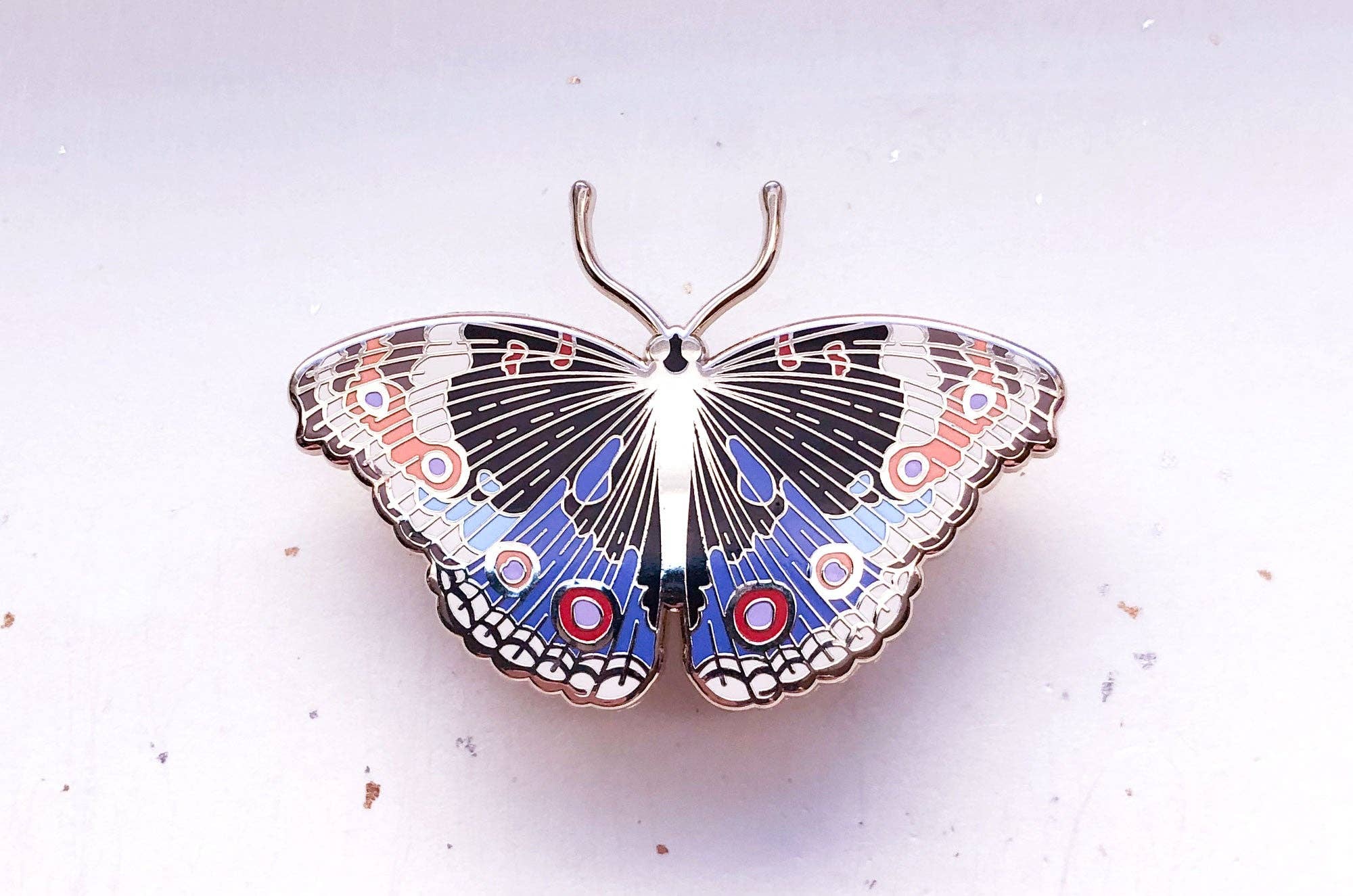 Alum and Ink - Wholesale Lapel Pin/Button - Blue Pansy Butterfly (Junonia orithya) Enamel Pin4