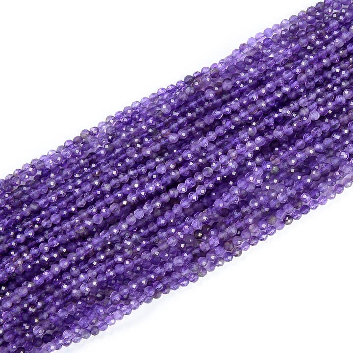 Beads Creation - Wholesale Beads - Amethyst Faceted Round Genuine Natural Beads 4mm PRP515