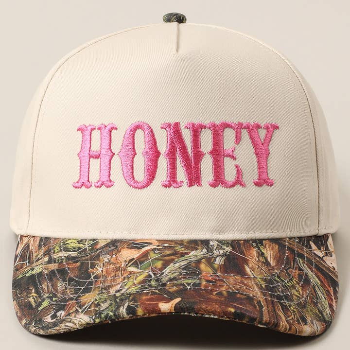 Fashion City - Wholesale Trucker Hat - Unisex - HONEY Lettering Embroidery Camo Two-Tone Cap2