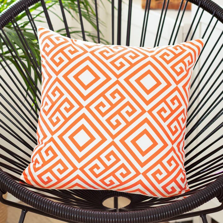 Tropiska apelsin grekiska tryckt dekorativt kast kuddfodral för wholesale av MIKE & Co. NEW YORK