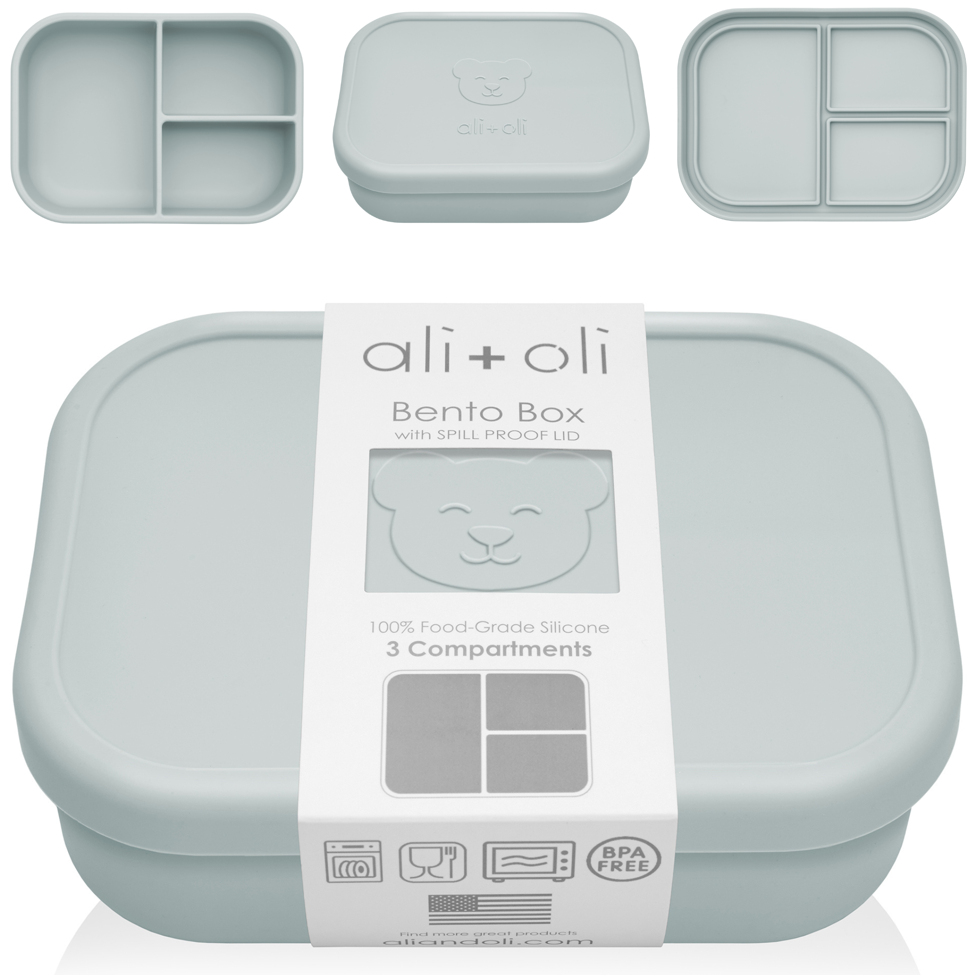 Ali+Oli - Wholesale Lunch Bag/Box - Kids - Ali+Oli Leakproof Silicone Bento Box (Blue) Back to School1