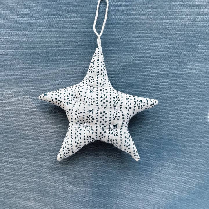 Bliss and Mischief - Wholesale Ornament - Star Ornament, Calico Stripe Lake