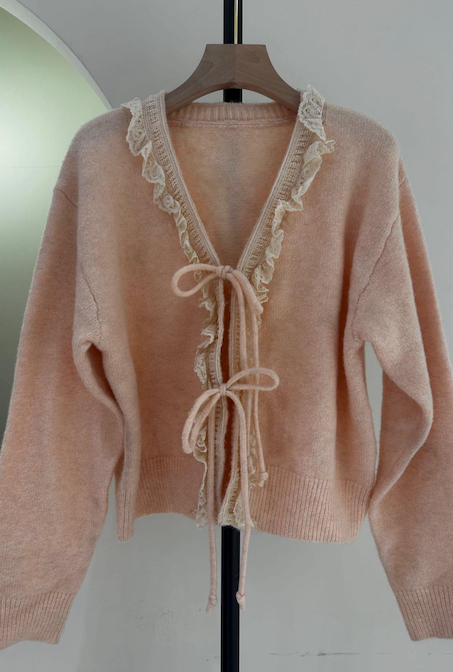 Roze Vest met strik aan de voorkant en ruches voor groothandel op Faire3