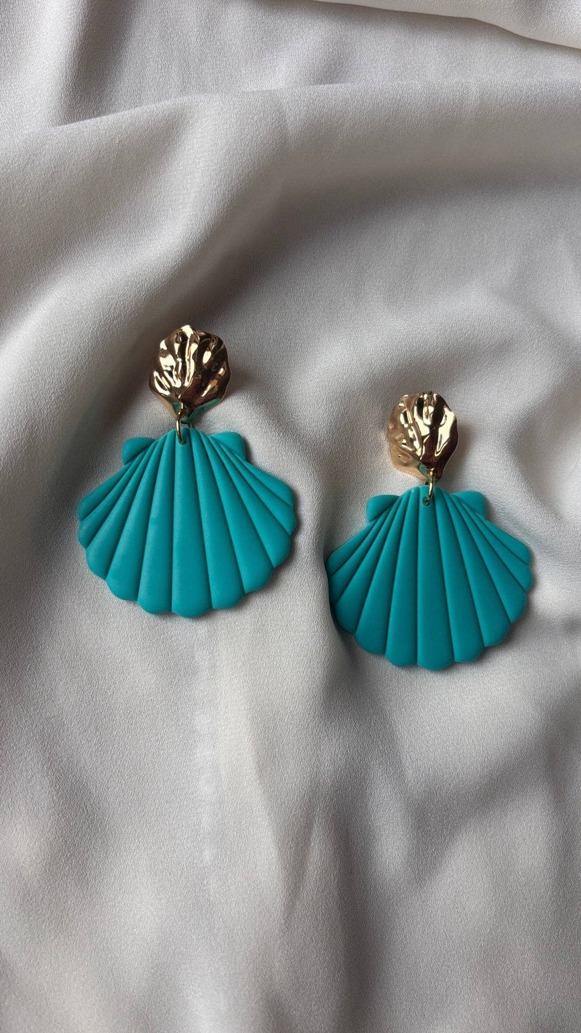 DUESTELLE ITALIA – Brincos de argola por atacado – Sirena - Brincos Concha Verde Água0