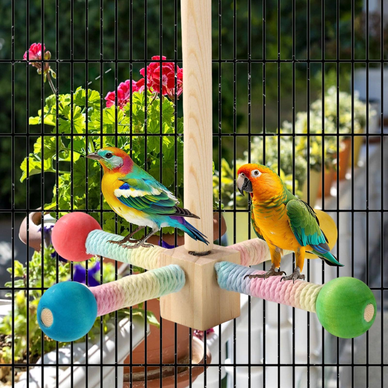 VIGOR - Wholesale Pet Toy - Cat/Dog - Bird Stand Perch Toy Wooden Rotating Parrot Toys Interactive8