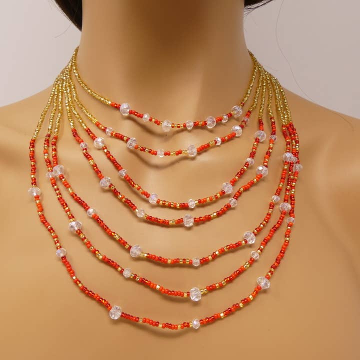 DIAMANTI DESIGNS - Wholesale Beaded/Pearl Necklace - Millie Multi-Strand Necklace with Crystals