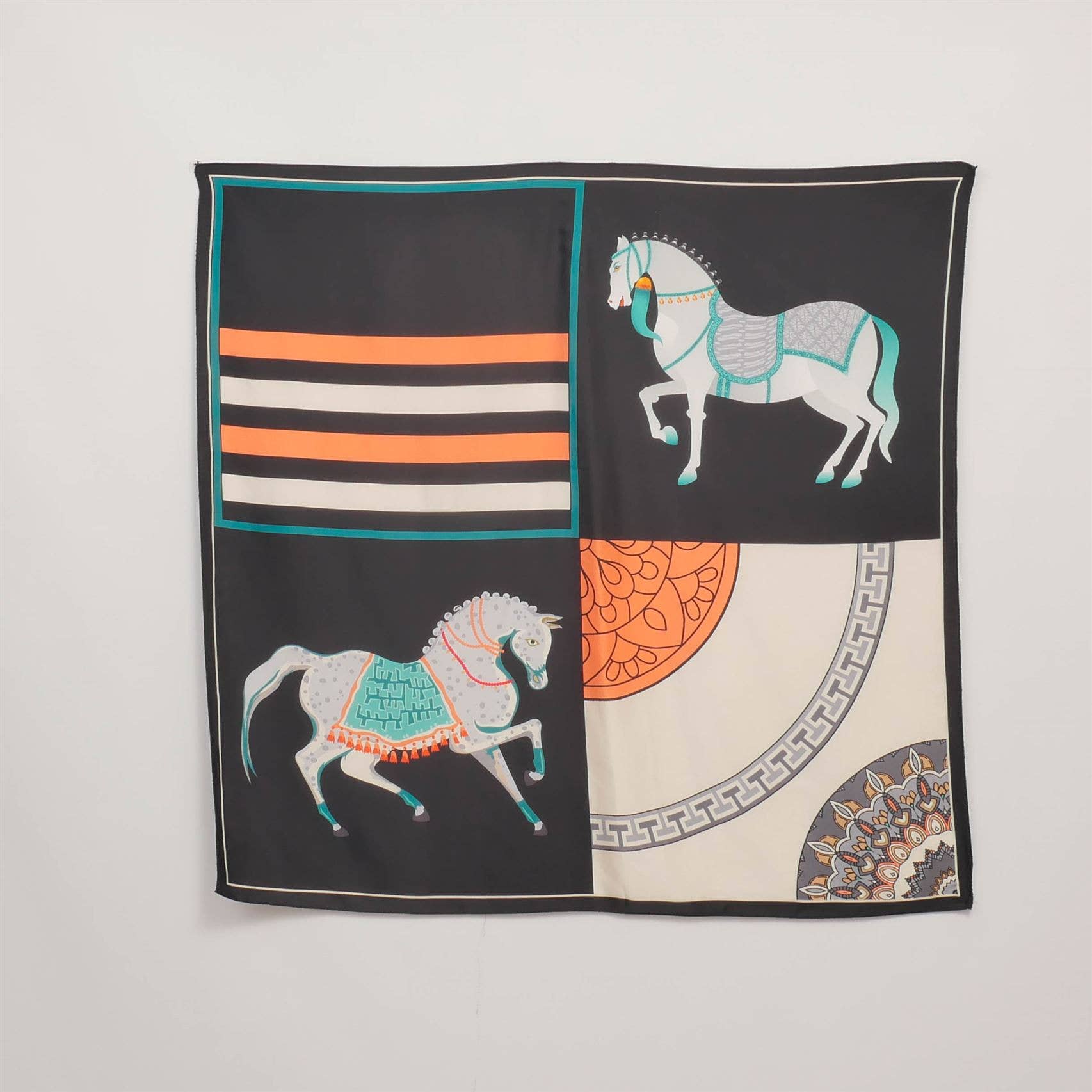 Cecile Wang - Wholesale Scarf - Women's - Printed square scarf with horses 80x80 KD8824VS9