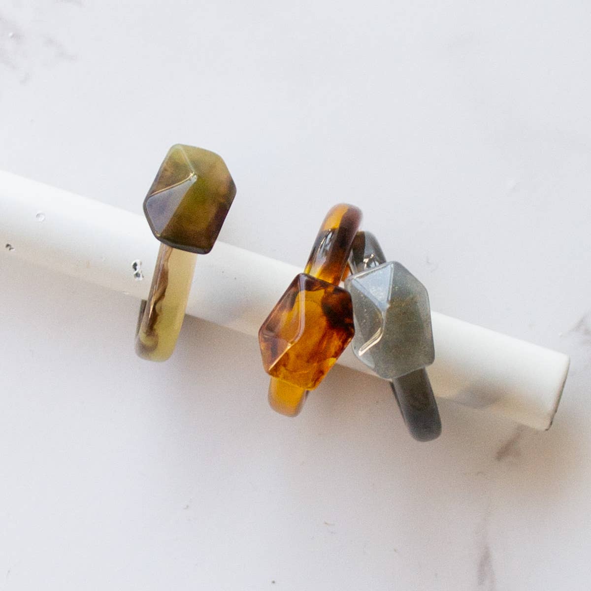 Tiepology - Wholesale Jewelry Set - Ugly Gem Hexagon Formica Ring Set7