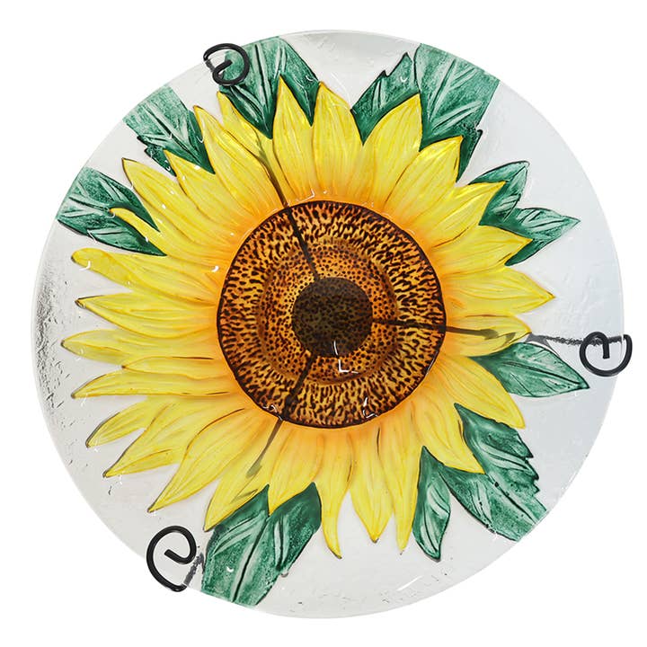 Continental Art Center - Wholesale Bird bath - Sunflower Pattern Glass Bird Bath Garden Stake1