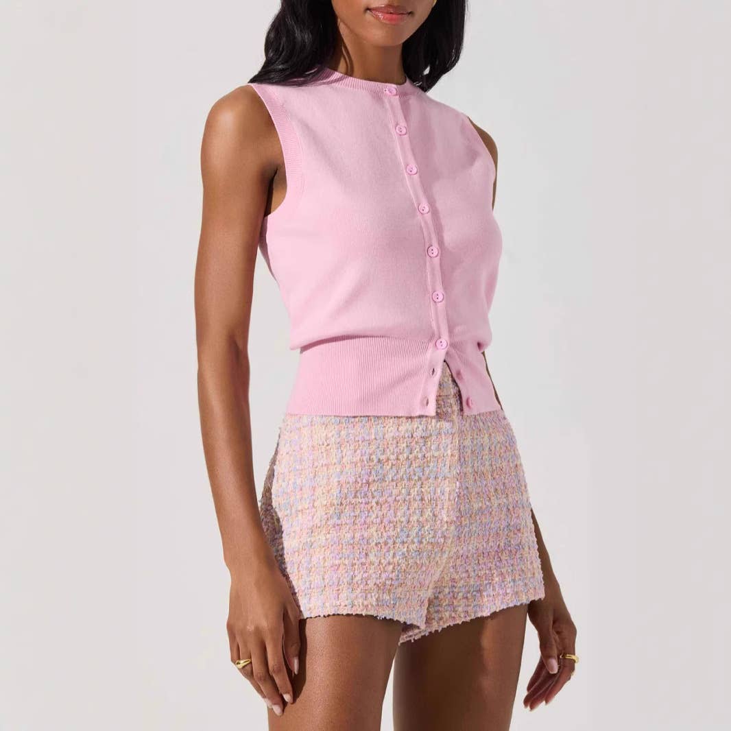 Rosa Clothing - Wholesale Outerwear Vest - Women's - Sleeveless Button Knit Vest1