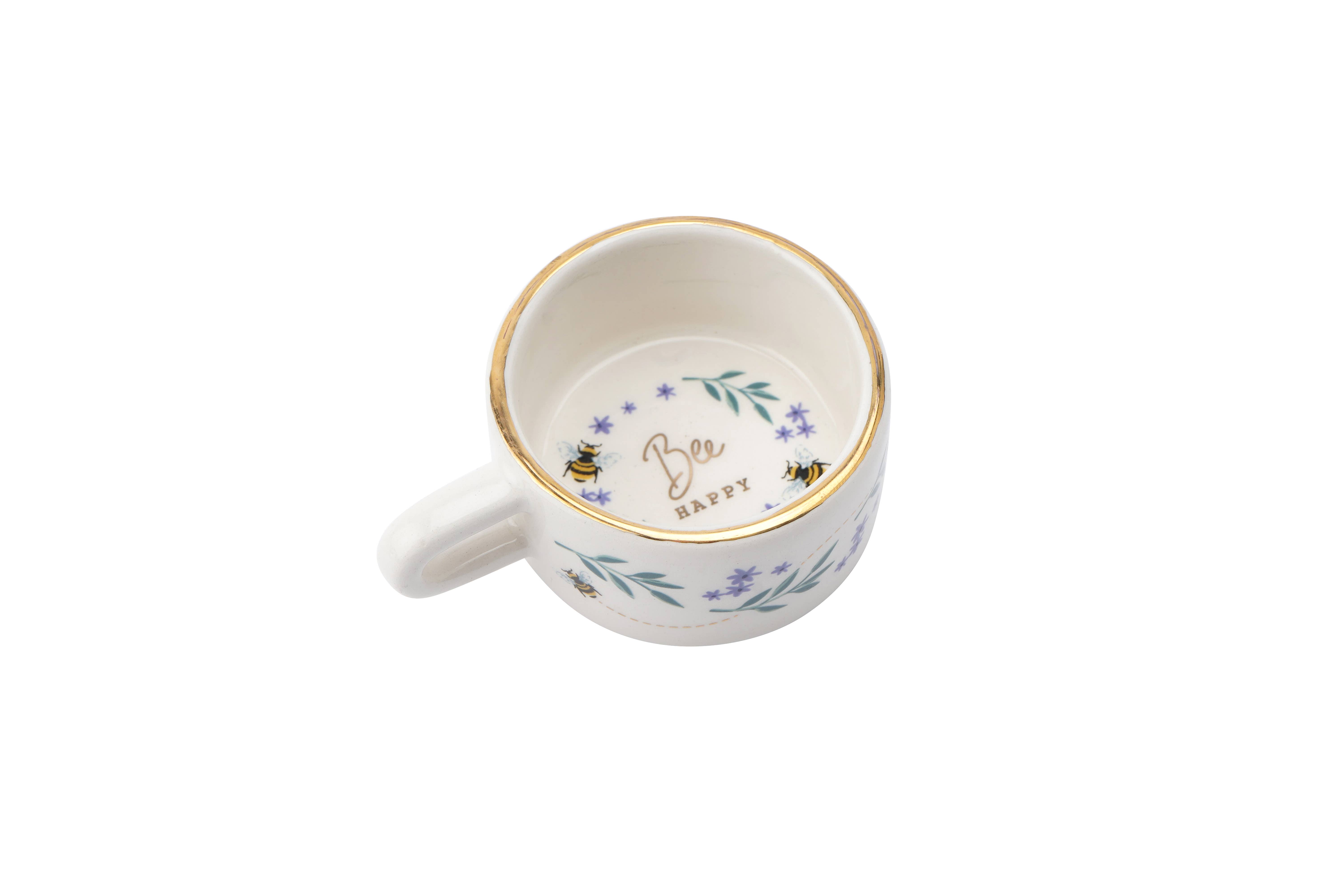 CGB Giftware - Wholesale Candle Holder - The Beekeeper 'Bee Happy' Ceramic Tealight Holder2