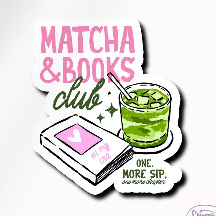 Crafter Guru Shop - Wholesale Sticker - Matcha & Books Club Sticker - Cozy Reader Gift - Waterproof Laptop & Kindle Decal - Bookish Aesthetic - STK-006