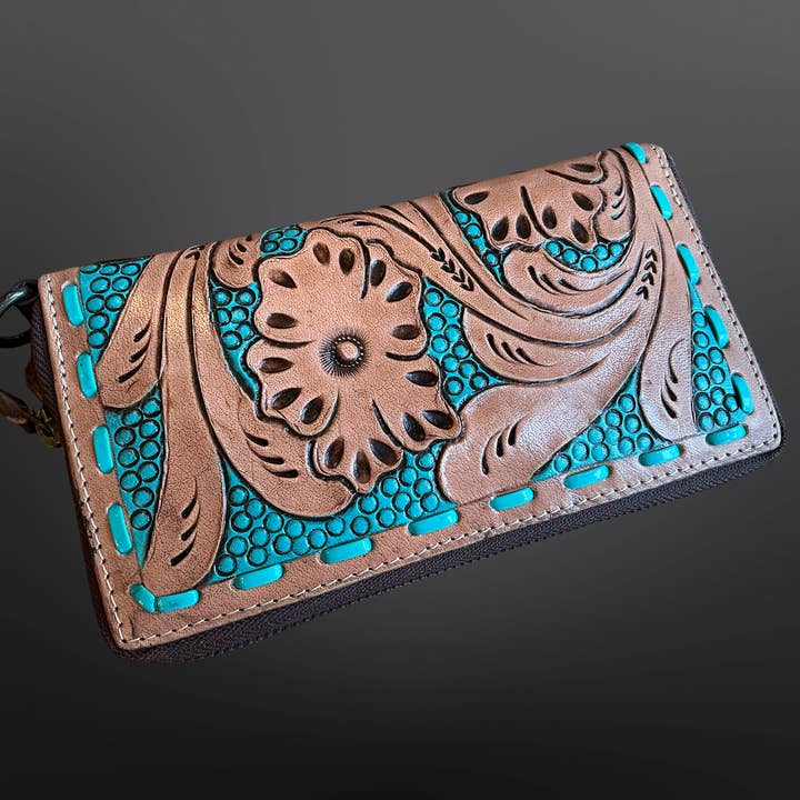 Westrian International - Wholesale Wallet - Women's - CLEARANCE Tooled Leather Western Accordion Wallet3