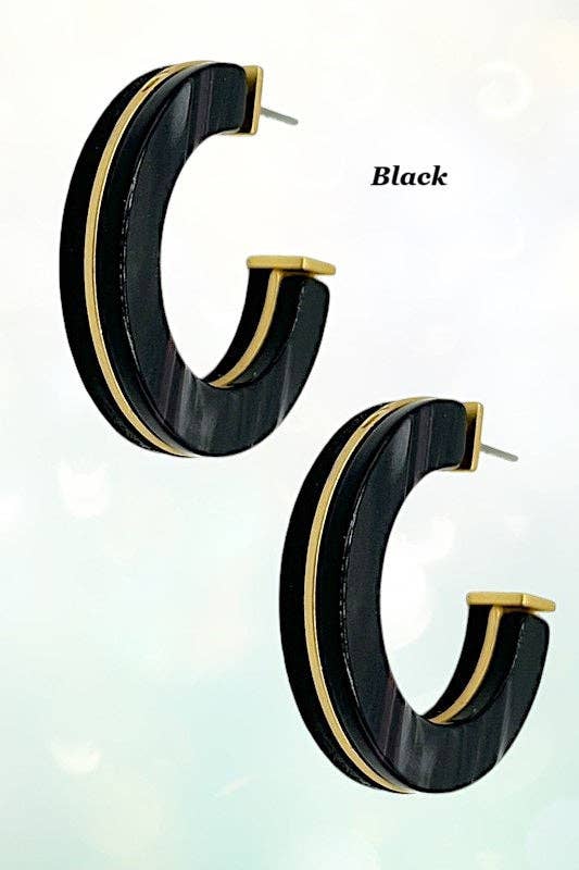 Andrea Bijoux – wholesale Hoop earrings – Acetate Wood Accent Semi Hoop Earring0