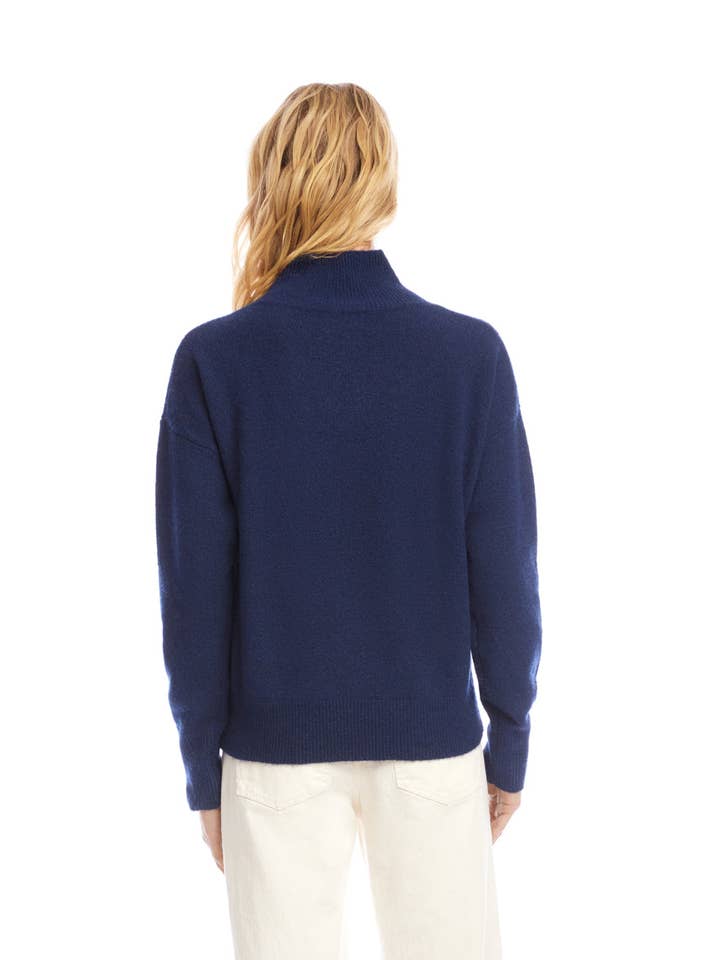 Navy Shawl Collar Sweater for wholesale on Faire4