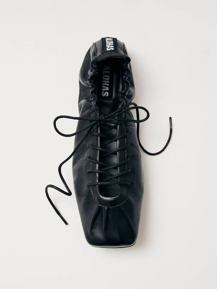 Aureline Black Leather Ballet Flats for wholesale by ALOHAS