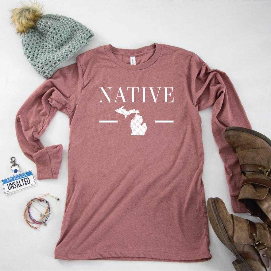 MICHIGAN VIBES - Wholesale Screen Printed T-Shirt - Unisex - Native One long sleeve tee2