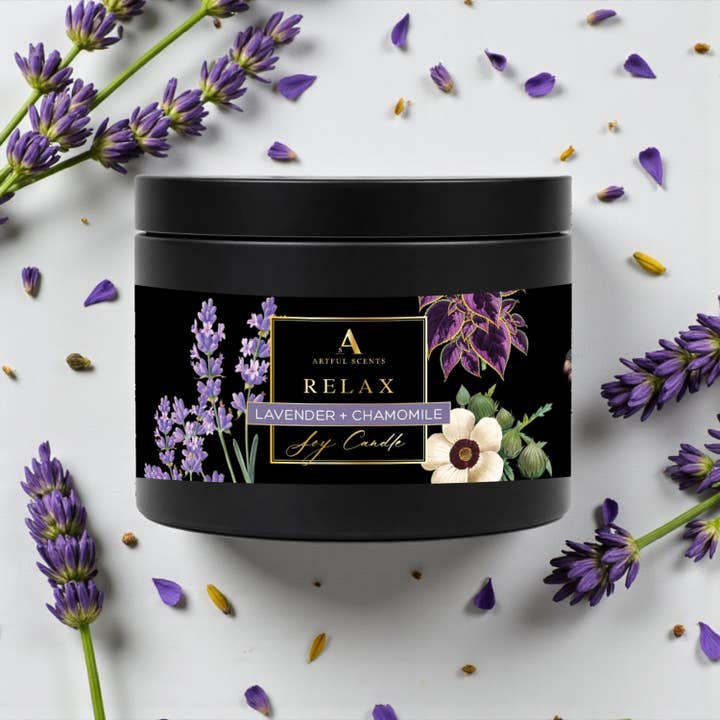 Candela Relax - Lavanda + Camomilla per la vendita all'ingrosso da parte di Artful Scents