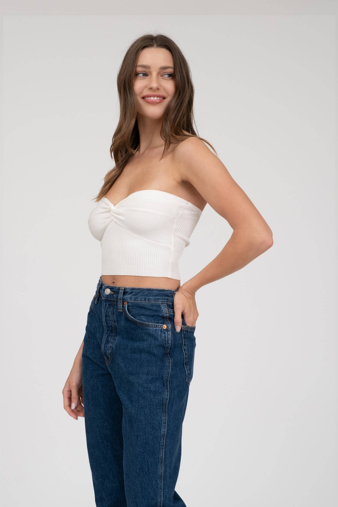 The Workshop Studio - Wholesale Knit Top - Women's - STRAPLESS TWIST FRONT KNIT CROP TOP (PRE-ORDER)28