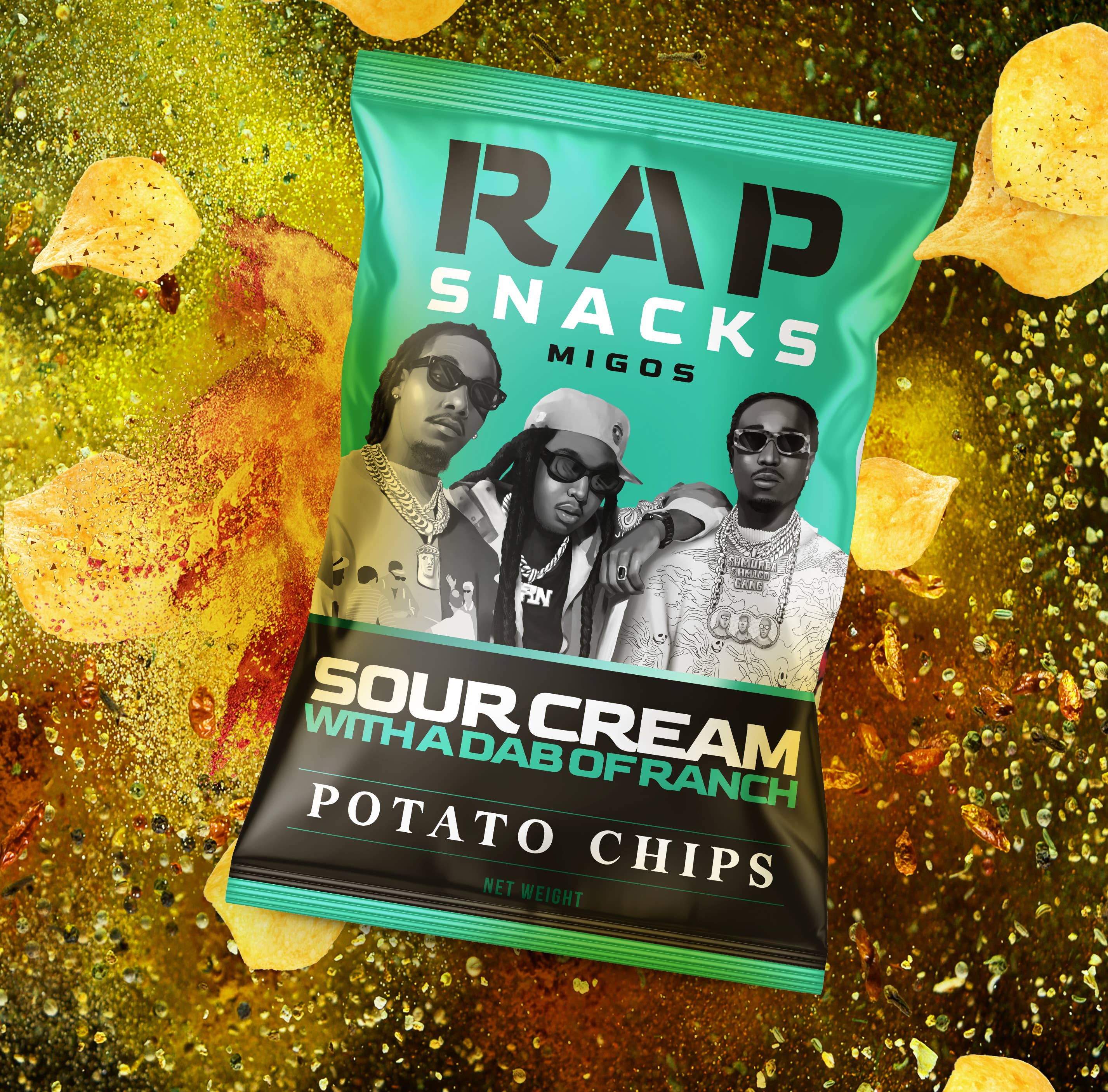 Rap Snacks - Vente Chips - Chips de pommes de terre à la crème sure avec une touche de ranch (2,5 oz) (lot de 10)2