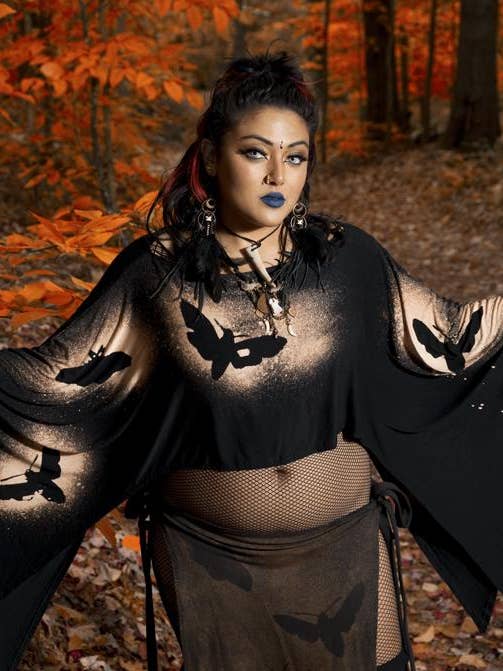 Wings of Sin - Wholesale Poncho - Women's - Eclipse of Moths Batwing Edgy Poncho Capelet