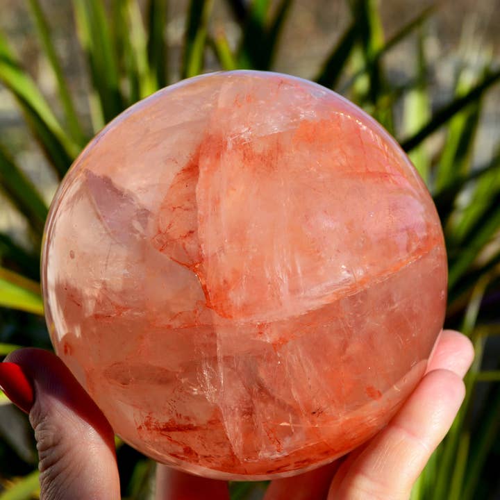 Kaia & Crystals - Wholesale Spiritual Stone/Crystal - XL Fire Quartz Sphere Crystal (65mm - 100mm)