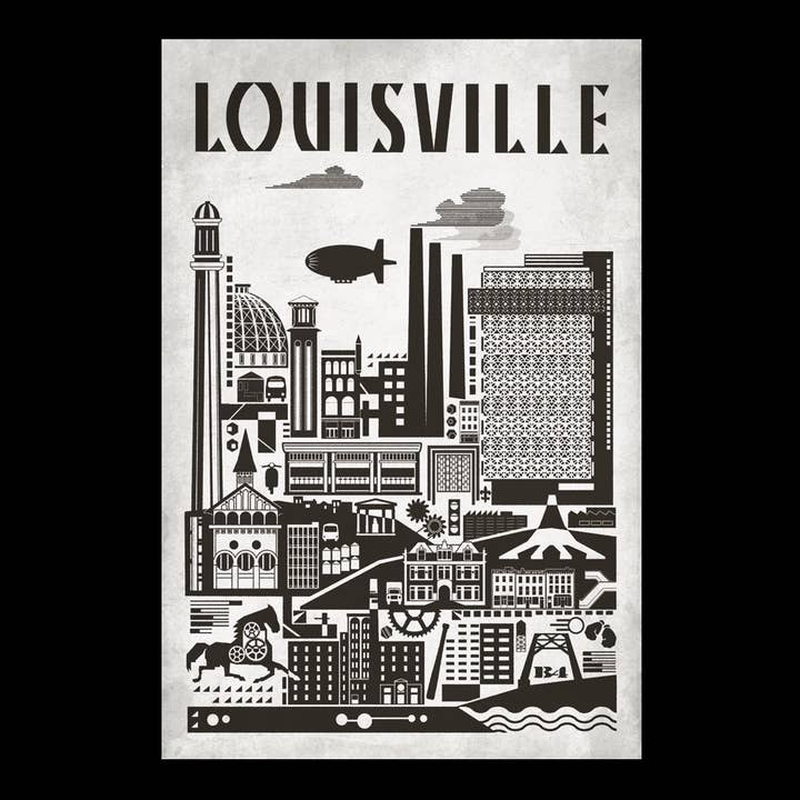 Louisville Black & White 12x18 Print for wholesale by Sunday Afternoon Housewife