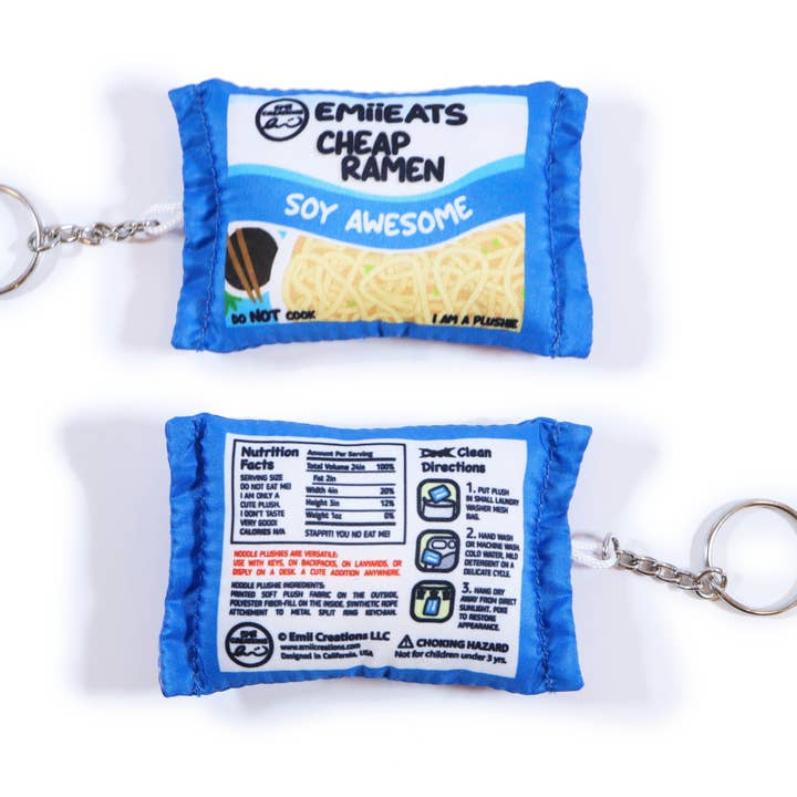 Emii Creations - Wholesale Keychain - Women's - Tiny Instant Cheap Ramen Noodle Plush Keychain