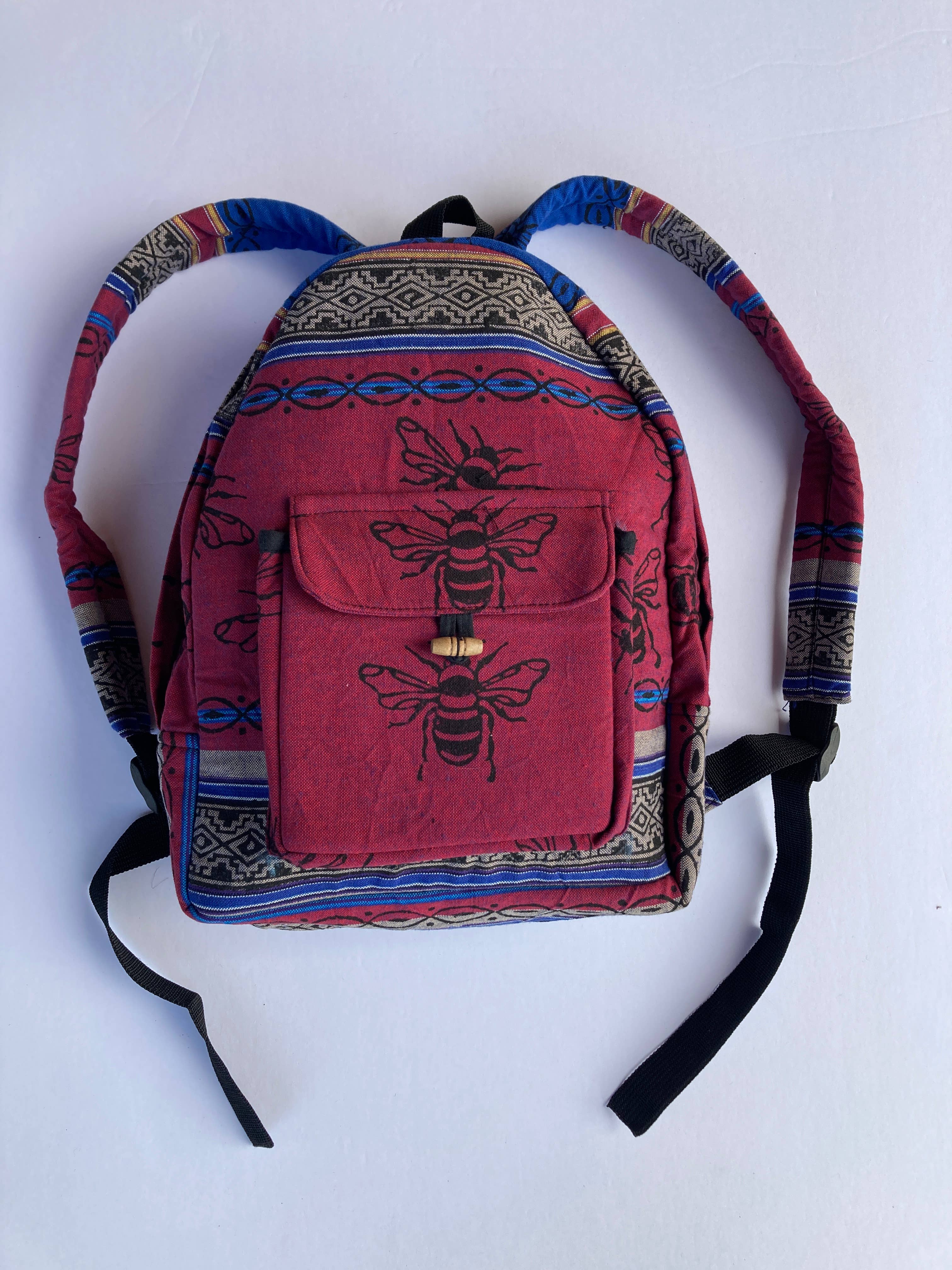 Ganesh Himal Trading - Wholesale Backpack - Women's - Small Cotton Blockprint Backpack with Adjustable Straps13
