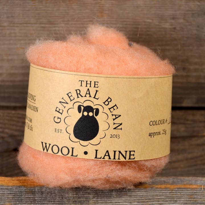 Needle Felting Wool- Peach Local Wool- Roving for wholesale by The General Bean