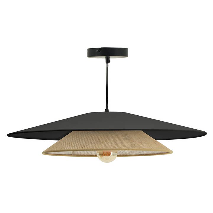 Suspension BOOMERANG sisal et coton noir D75cm pour la vente par SEYNAVE