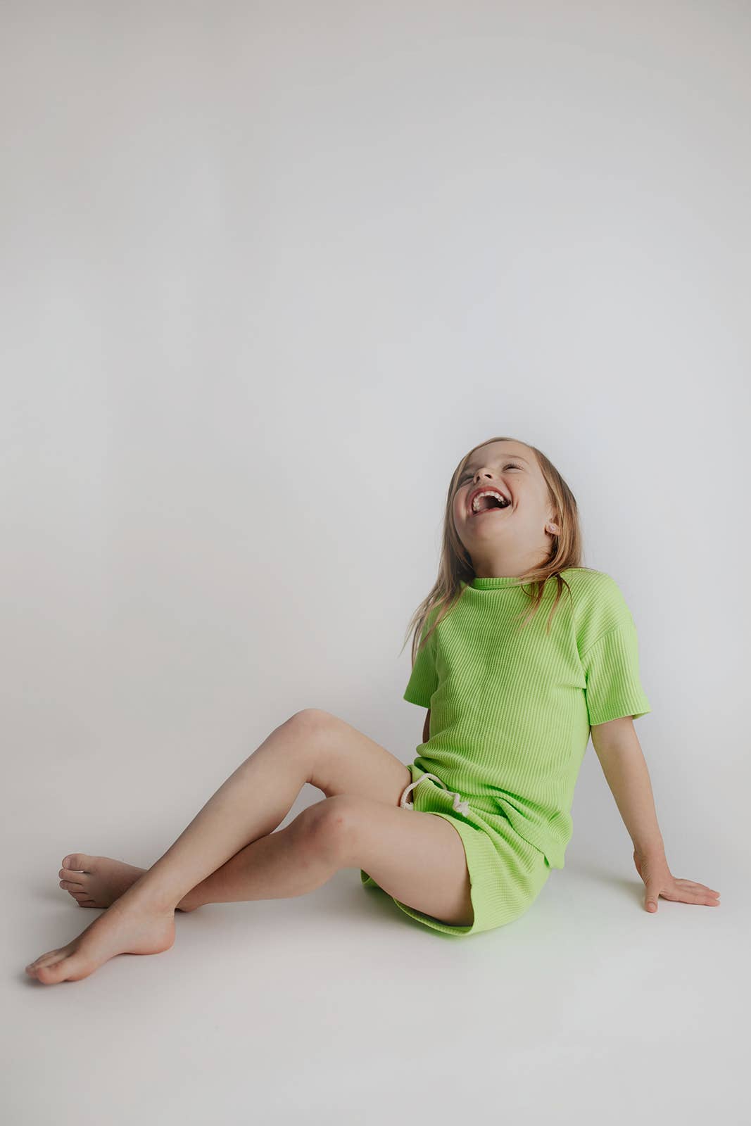 Three Little Tots – wholesale Top & short set – Kids – Lime Green Summer Waffle Toddler Top & Bottom Set30