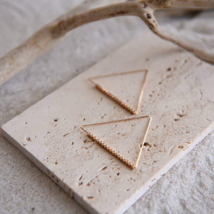 Cecelia Designs Jewelry - Wholesale Dangle Earrings - Gold Filled Triangle Hoop Earrings Lightweight Minimalist