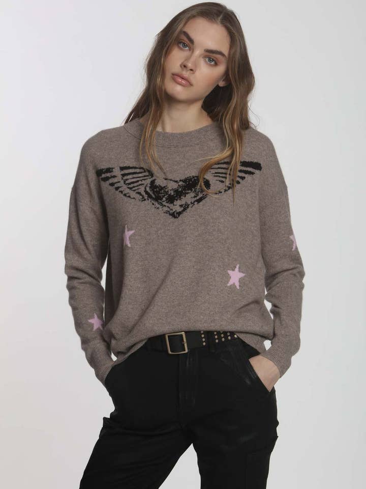 Cuore alato - Taupe/nero per la vendita all'ingrosso da parte di Label + Thread