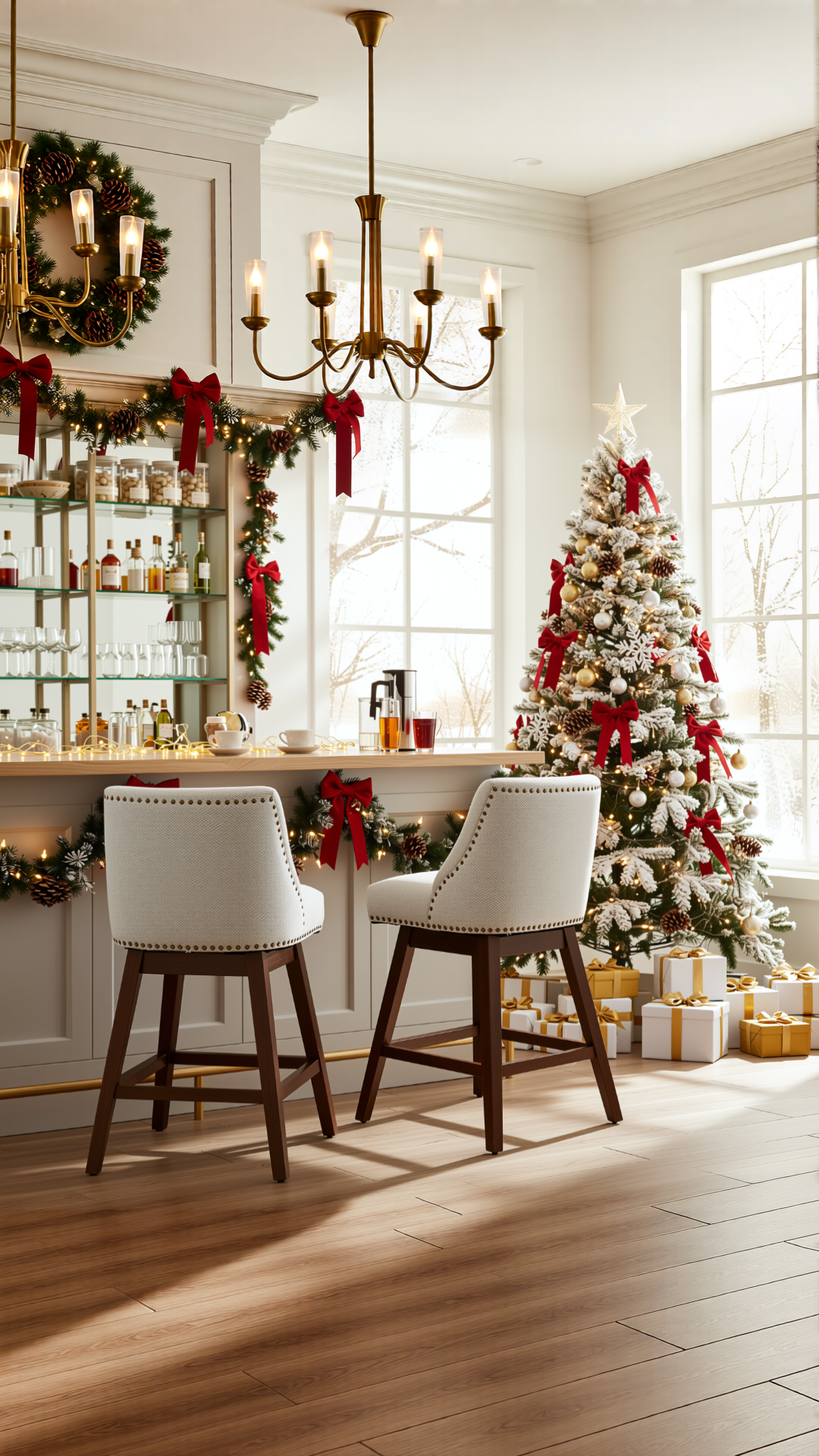 HOMYCASA DESIGN INC - Wholesale Stool - Swivel Bar Stools Set Ivory Fabric 26 Inch Height3