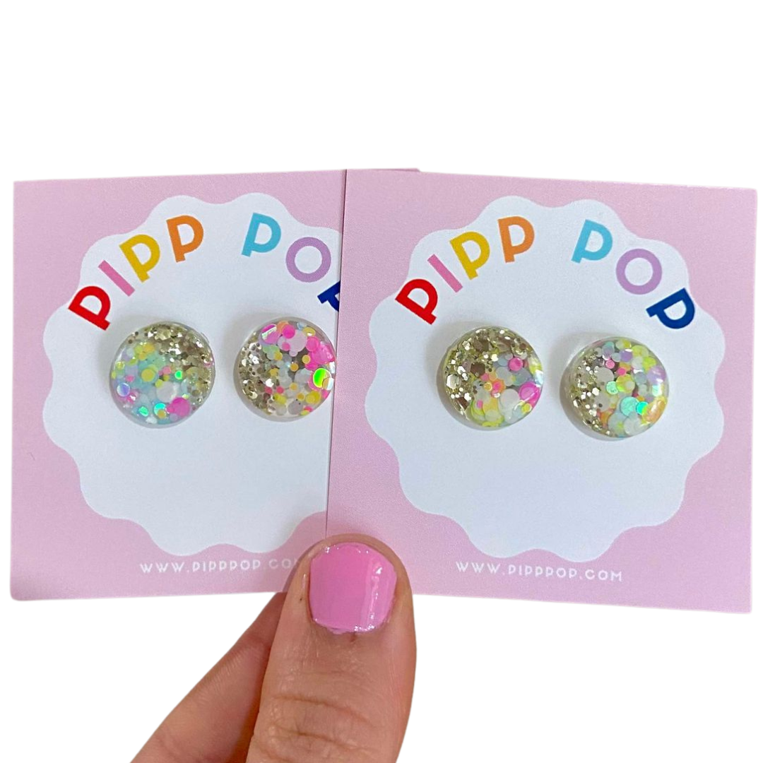 Pipp Pop - Wholesale Stud/Post Earrings - Glitter Resin Studs - 34 Colours Available22