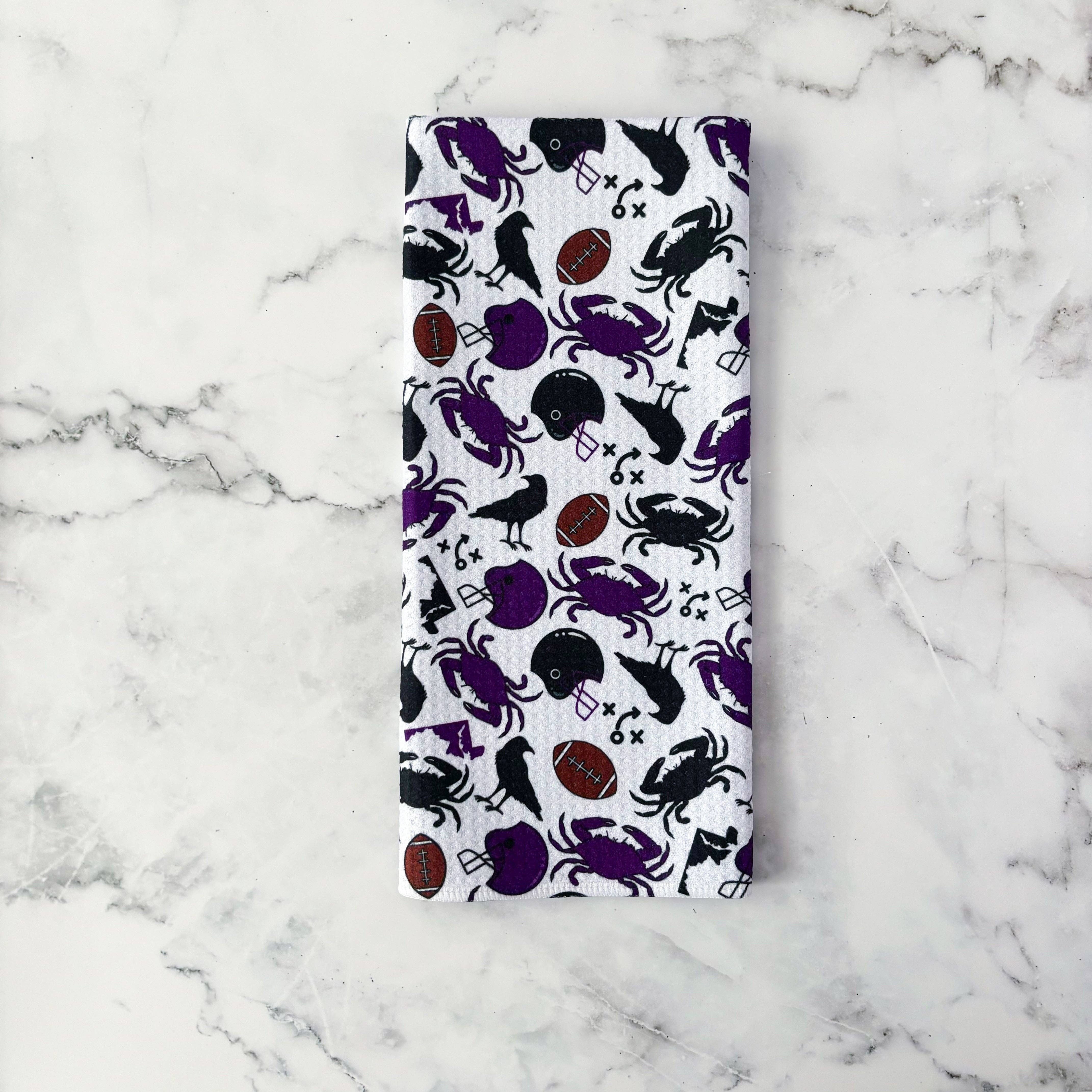 Jami Creates - Wholesale Tea Towel - Baltimore Ravens Patterned Waffle Kitchen Dish Towel0