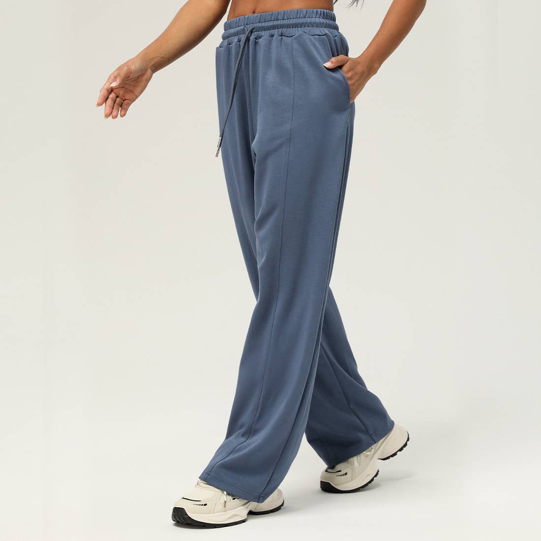 Sodalemon - Wholesale Athletic Pants - Women's - Drawstring Pockets Wide-Leg Straight Sport Pants9