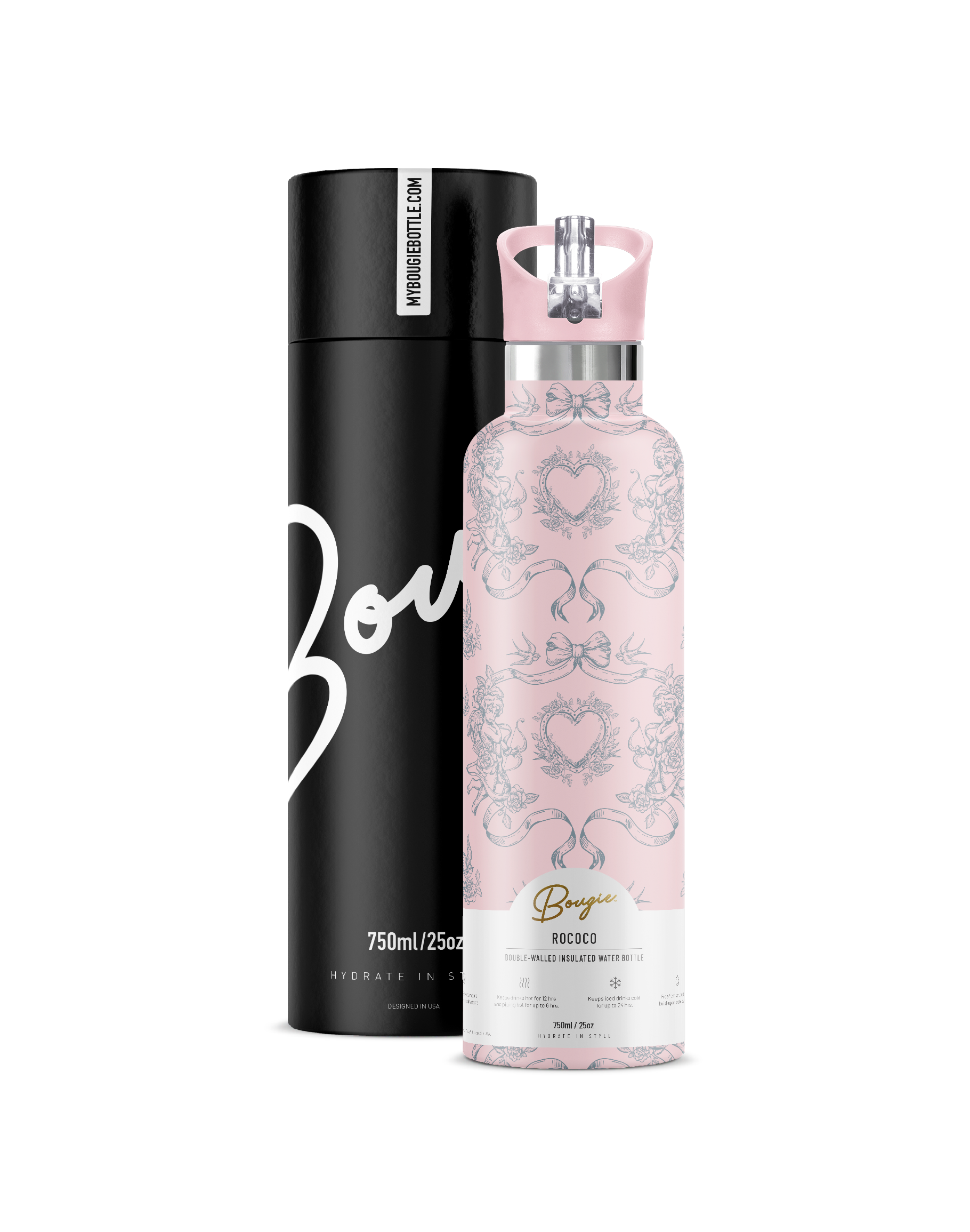 My Bougie Bottle - Wholesale Water Bottle - ROCOCO Angels 25 oz Insulated Water Bottle0
