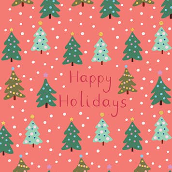 CARTE DE VŒUX DE VACANCES ARBRES 4,5 x 6,25" pour la vente par Calypso Cards LLC